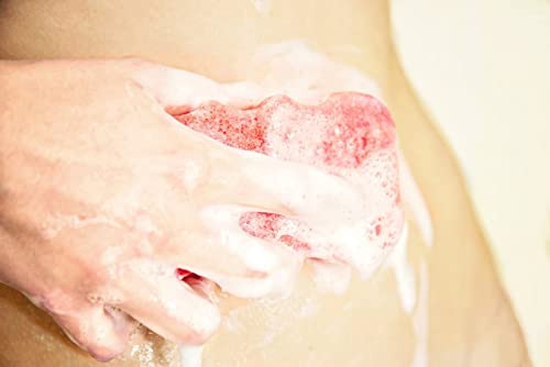 Bulgarian Rose Exfoliating Soap Sponge with Natural Rose Oil, Cleansing Soap Bar and a Gentle Exfoliating Sponge in One