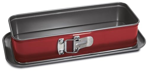 Guardini Rossana 2.0 - Molde desmontable para Plumcake con antigoteo, con revestimiento antiadherente de doble capa, de acero, 30 x 11 x 7 cm, rojo y gris