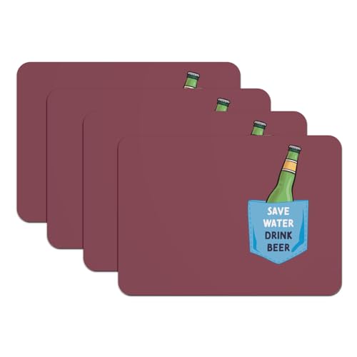 Set de table rouge caoutchouc 39,5x28,5 cm Save Water Drink Beer