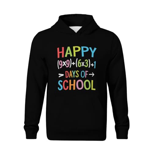 Kids Funny Math Teacher Math Formula 100 Days Of School 100th Day Boys Girls Lightweight Kangaroo Pocket Fleece Hoodies2