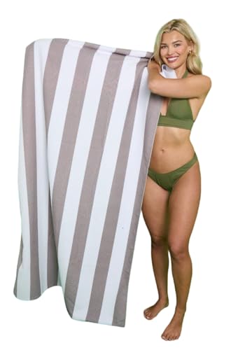 Lions Beach Towel - 100% Polyester - Sand Free Cabana Stripe Beach Towels for adults 100x200cm - Extra Large Microfibre Pool Towels, Quick Dry Lightweight, Ideal for Swimming