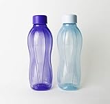 EcoEasy TUPPERWARE Trinkflasche to Go 2X 500ml Lila, Hellblau mit Schraubverschluss + Minitrichter Lila