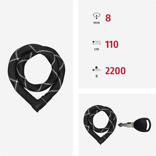 Motorradschloss ABUS Iven Chain 8210 Kettenschloss 110 cm Schwarz