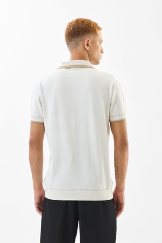 Image of SNITCH Men's T-Shirt | Slim Fit Polo Collar with Zip Closure & Contrast Detailing | 100% Cotton Fabric for Casual & Street Wear