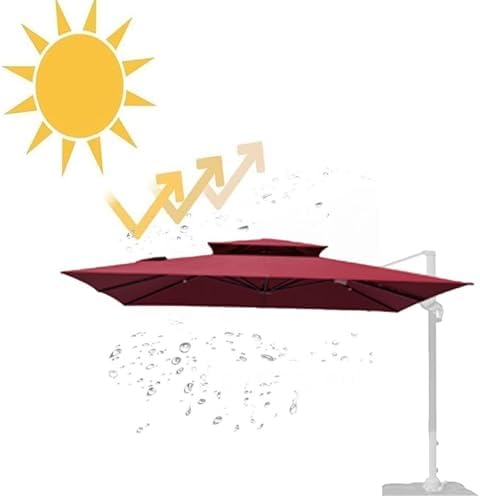 10x10ft Cantilever Umbrella Replacement Canopy - Square Double Top Layer Outdoor Parasol Cover for Market, Garden, Deck, Patio - UV Protection, Waterproof, Fade Resistant