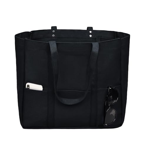 Extra Large Canvas Tote Bag Everything Bag with Pockets and Laptop Sleeve Utility Work Tote
