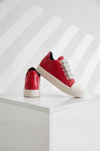 Thick Laces Walking Shoes PU Leather Walking Cute Sneakers for Women Y2K Shoes Platform Chunky Style Casual Thick Sole4