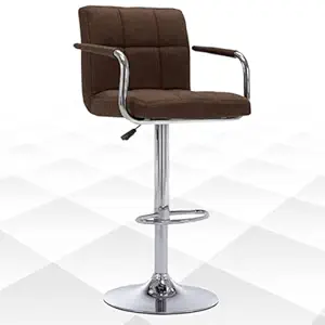 CHAIRWALE Armagh Swivel High Counter Bar Stool with Armrest & Square Back Fabric Cushion,Height Adjustable Bar Chair Comfortable for Kitchen|Reception|Cafeteria|Pub's (Brown)