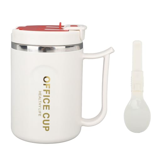 flexman Taza de Café Aislada de 500 ml con Tapa, Taza de Viaje de Café Anti Escalas de Doble Capa, Vaso de Café, para Café, Cerveza, Hogar, Oficina (Rojo)
