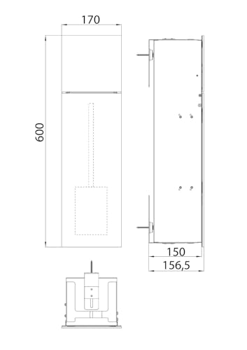Módulo de inodoro Emco Asis Pure, modelo empotrado para baño con frente de vidrio, gabinete incorporado, negro mate miniatura 3