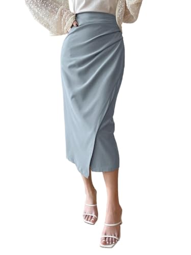 Trend Women's Summer Basic Skirt Elegant Solid Color Pleated Wrap Pencil Skirt For Beach