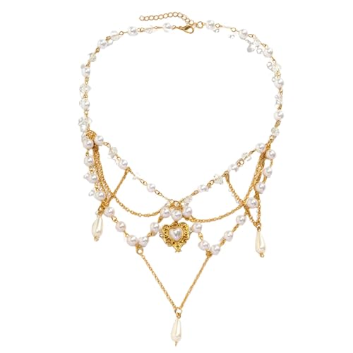 Gargantilla de perlas de imitación de alta joyería con acabado de lujo