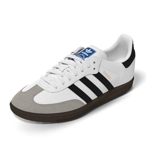 adidas Samba Og J 3-Stripes 60S Retro Contrast Trainers (White Black, US 4.5)