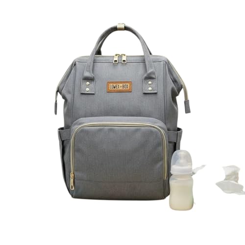 Mochila Maternidade, Cinza, Multifuncional, Grande Capacidade, com Alças