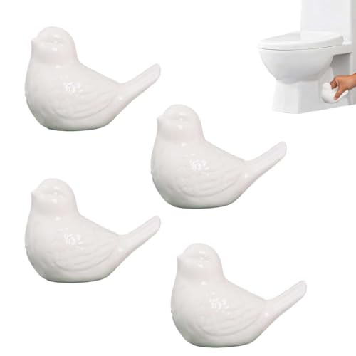 Generic 4-Pack Bird Design Toilet Bolt Caps - Decorative Porcelain Covers for Toilet Bowl Screws, Easy Installation (White)