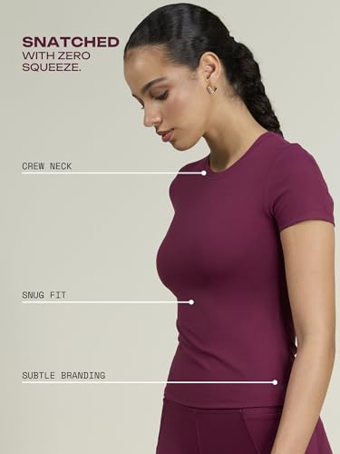 Image of CAVA Sculpt Core Top for Women | Snug Sculpted Fit, Classic Crew Neck, Short Sleeves, Minimal Branding, Everyday Activewear Tee