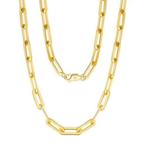 Collier chaîne trombone argent femme 925 maille allongée 40-60 cm