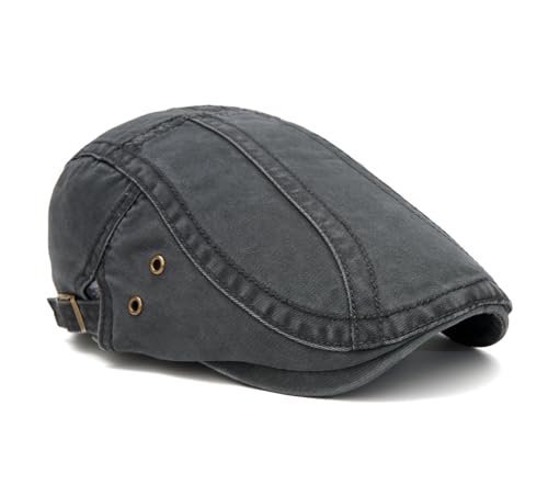 Image of Quanhaigou Unisex Denim Newsboy Hats Flat Ivy Gatsby Cabbie Driving Berets Hat Cotton Dad Cap for Men Women