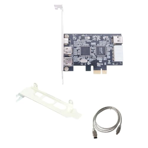 Qhpnunhq PCI-E 1X IEEE 1394A 4 Port(3+1) Firewire Card Adapter 1394 A PCIe Black PC+Metal Firewire Card +6 Pin to 4 Pin IEEE 1394 Cable