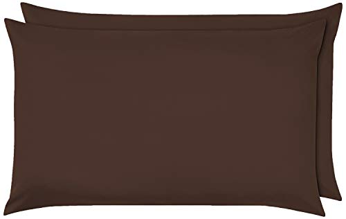 NIYS Luxury Bedding - Juego de fundas de almohada (100% algodón egipcio, 2 unidades), color marrón