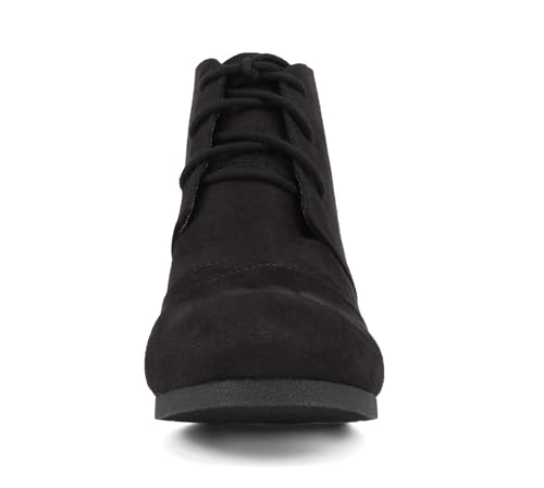 CITYCLASSIFIED “REX” ~ Women Lace Up Rounded Toe Low Wedge Ankle Bootie4