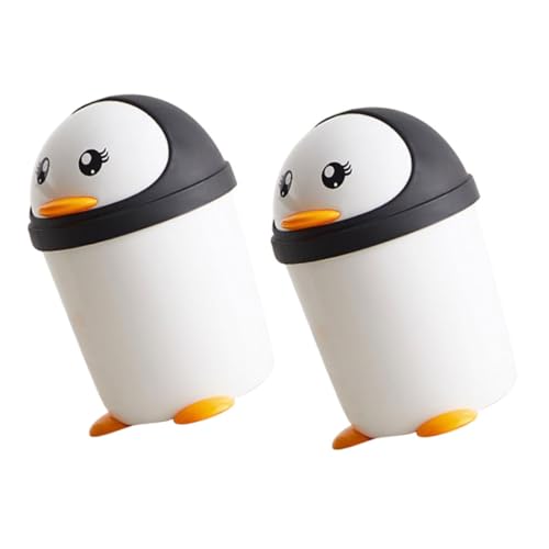 Set 2 canecas de basura plástico pingüino con tapa