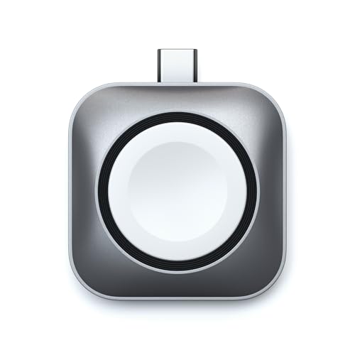 SATECHI Chargeur Magnétique USB C 5W pour Apple Watch Ultra 3 2 1, Séries 11 et Antérieures et AirPods, Design Compact en Aluminium, Base de Charge sans Fil...