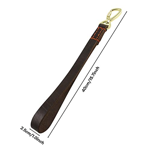 Short Pet Leads, 16" Leather Dog Training Leash w/360° Hook for Medium Large Dogs Training Walking (withstand 160 Lbs Tension) - Image 4