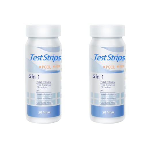 MAEXUS® Strisce reattive PH, 100 pezzi, tester per piscina, pH e cloro, strisce reattive per il monitoraggio dell'acqua, per acquario, durezza dell'acqua 6 in 1