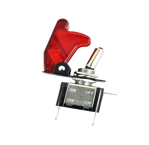 Interrupteur à bascule 12V 20A lumineux rouge SPST avec capot auto