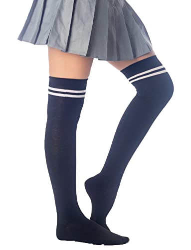 Image of iB-iP Women's Football Style Stripes Sports Thigh High Long Socks