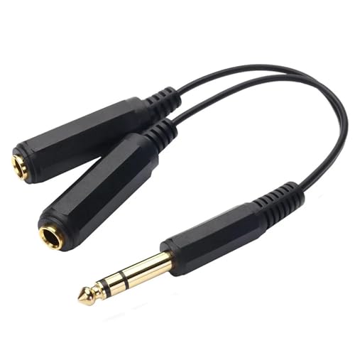 Cable adaptador audio 6.35 mm macho a dual 6.35 mm y 3.5 mm hembra 0.2 m miniatura 5
