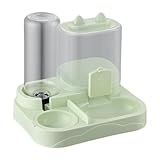FJMQHU Automatic Pet Feeder Water Dispenser Dog Bowl Household Compact Supplies Cats Feeder Container Removable for Kitten Puppy, Green