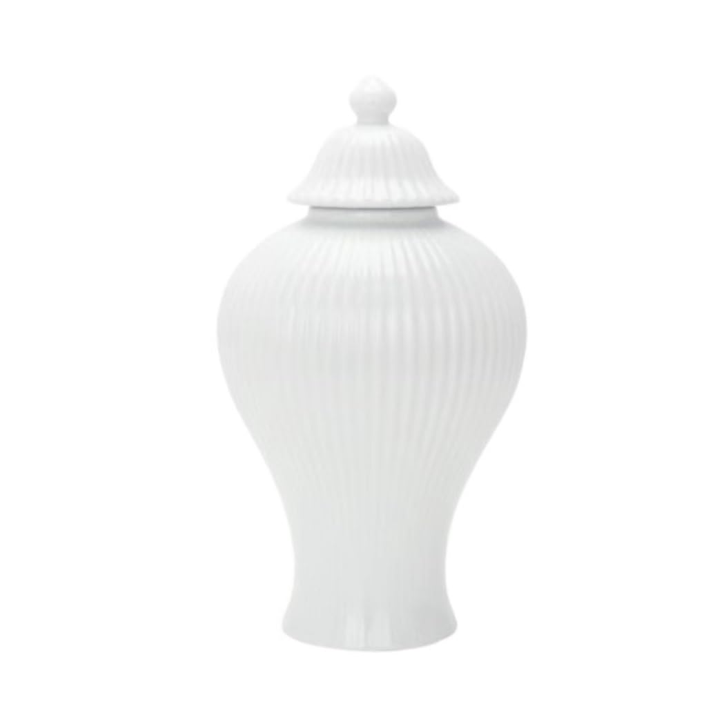 NESPIQ Decor ginger jar Storage Jar Tea Jar Modern Ginger Jar Storage Vase With Lid Decorative Tabletop Collectible Large Capacity Home Decor Ceramic Vase storage jars(White,16 * 30cm)