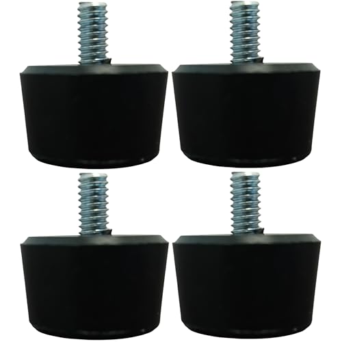 OCS Parts 3/8' Set of 4 Adjustable Rubber Bumper Feet, Levelers, 8-32 Thread Size
