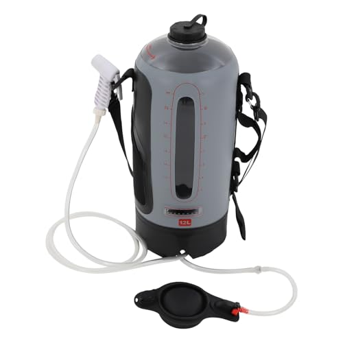 yikmid Ducha de camping portátil de 12 litros, bolsa de ducha solar con bomba de mano y cabezal de ducha, ducha de camping para exteriores con bolsa de almacenamiento y correa para el hombro