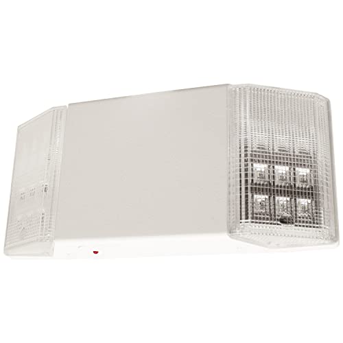 LFI Lights | Emergency Light | White Housing | Two LED Fixed Heads| Hardwired with Battery Backup | UL Listed | (1 Pack) | EL-FX