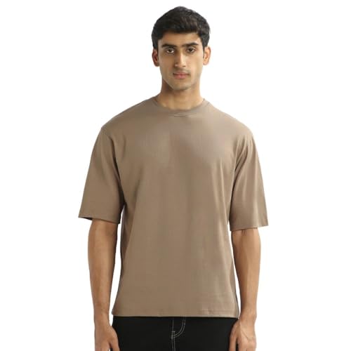 Image of Nobero 100% Cotton Oversized T Shirts for Men Stylish | Oversized Fit | Solid T Shirts for Men 180 GSM Combed Cotton | Round Neck Half Sleeve