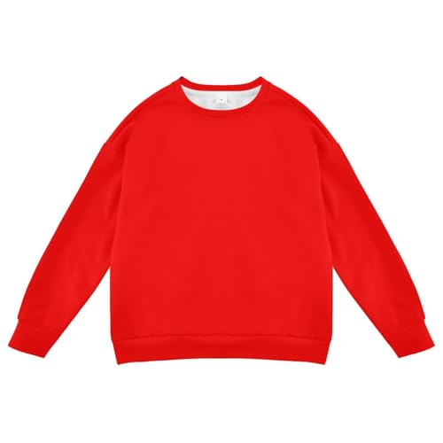 Kids Sweatshirt Basic Solid Long Sleeve Crewneck Pullover Lounge Boys Girls Fleece Lined Top