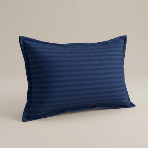 Image of Filymore Double Bedsheet for Double Bed | Navy Blue Stripe Bedsheet | 240 TC Soft Microfiber Bed Sheet with 2 Pillow Covers | Striped Bedding Set, Breathable, Wrinkle & Fade Resistant | 90 x 95 Inches