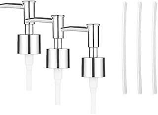BDHI 3pcs 32mm Soap Dispenser Pump Head Replacement Spare-Stainless Steel Brushed Finish Soap Dispenser Pump Replacement with Clear Tube(H08-3), Silver