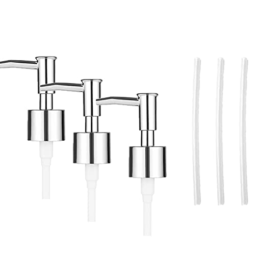 BDHI 3pcs 32mm Soap Dispenser Pump Head Replacement Spare-Stainless Steel Brushed Finish Soap Dispenser Pump Replacement with Clear Tube(H08-3), Silver