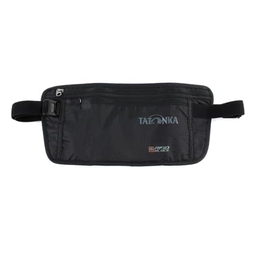 Tatonka Skin Moneybelt Int. RFID B - flache Bauchtasche mit TÜV-zertifiziertem RFID-Blocker und zwei Reißverschluss-Fächern - Hüfttasche für Frauen und Männer - schwarz