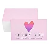 RXBC2011 Thank you for supporting my small business Card Thanks Cards gradient Heart Customer Appreciation 2x3.5 Inches Pack of 100 Pink
