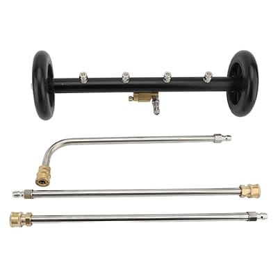 KuaJiGo 2 in 1 Undercarriage Pressure Washer Cleaner, Dual Function Water Broom for Car Underbody and Driveway Cleaning, with 3 Extension Wands for Trucks SUVs and Pavements