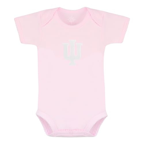 Creative Knitwear College Baby Infant Picot Bodysuit - Team Logo, Short Sleeve Pink, for Girls (Newborn - 12 Mos)