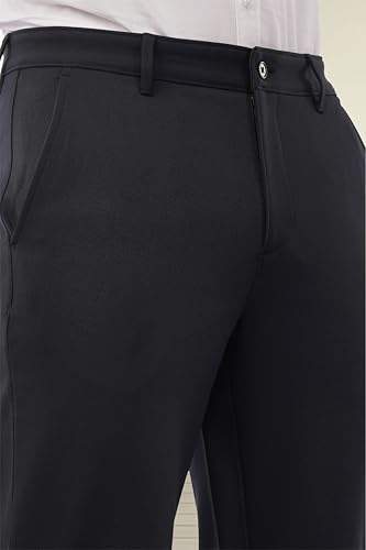 Image of SaintX Men's Formal Slim Fit Trouser | Twill Weave Premium 4-Way Stretchable High GSM Fabric Pants | Textured Classic & Modern Styled Chinos | Business Casual Office /Anytime Wear