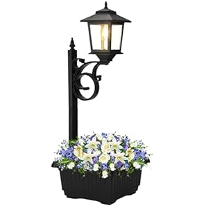 Outdoor Flower Pots 2 in 1, Floor Lamps Waterproof, Wall Mount Solar Lamp Post Lights, Outdoor Decorative Lamp for Garden, Patio, Front Porch, Back Door, Warm White. （Flower Pots Included）