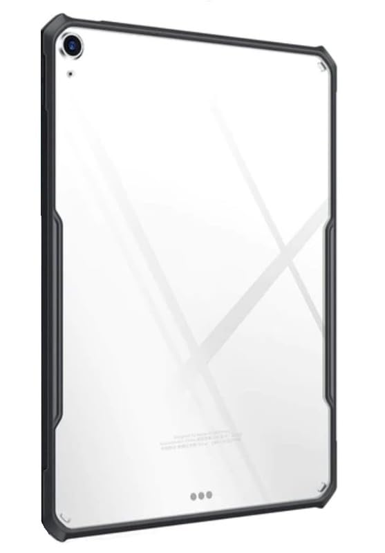 WHITBULL Ultra-Slim Tempered Glass Back Cover with Edge Soft TPU Full Protective Case Cover Compatible with Ipad 9.7 2017 / Ipad 9.7 2018 5th 6th Generation Mode-(Black)