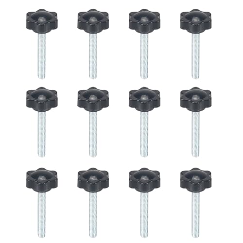 KINDPMA 12 Tornillos de Cabeza Moleteada de Plástico en Forma de Estrella M6 x 40 mm con Mango, Tornillos de Cabeza de Estrella para Máquinas Herramientas, Equipos Mecánicos, Decoración de Muebles